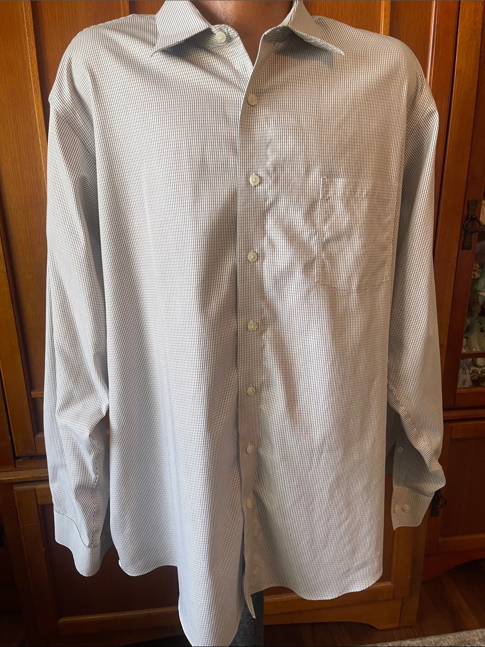 Kenneth Cole Light Blue Micro-Check Dress Shirt - Picture 1 of 5